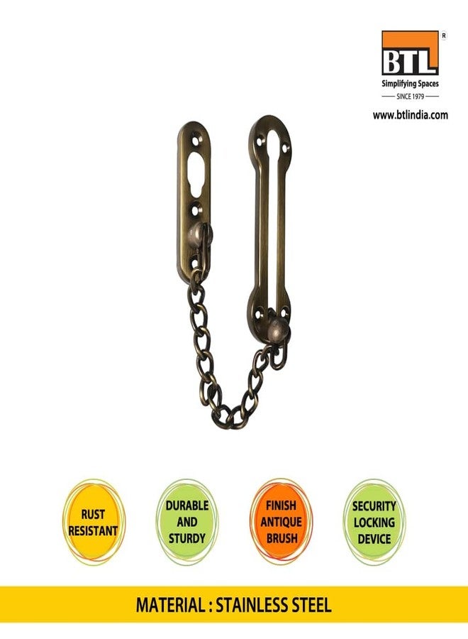 BTL Security Door Chain Lock, Stainless Steel Door Bolt Lock, Color Antique Brush (BDF-SC-1-AB) - Image 2